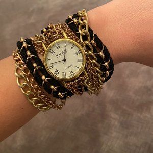 Multitone Metal Wrap Watch